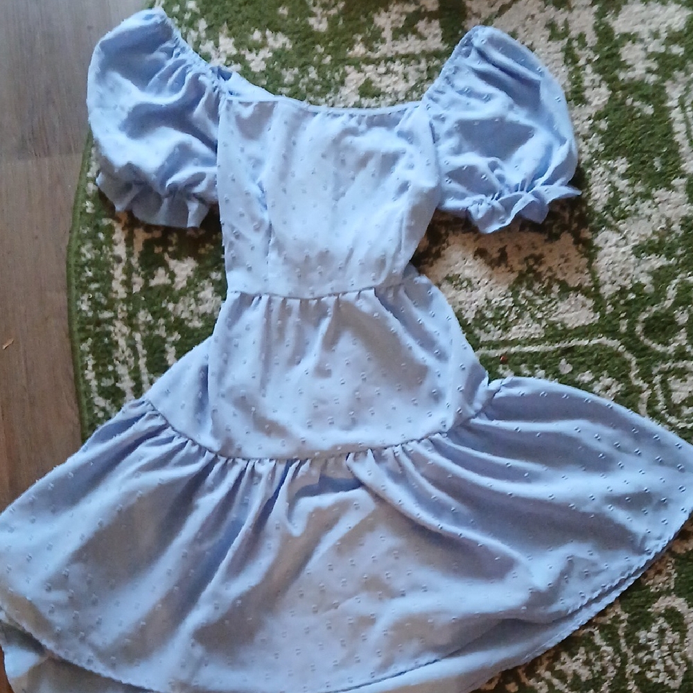 SHEIN Sky Blue Puff Sleeve Costume Dress
